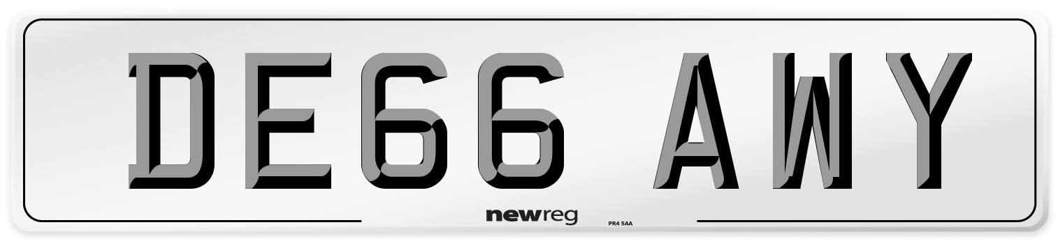 DE66 AWY Number Plate from New Reg